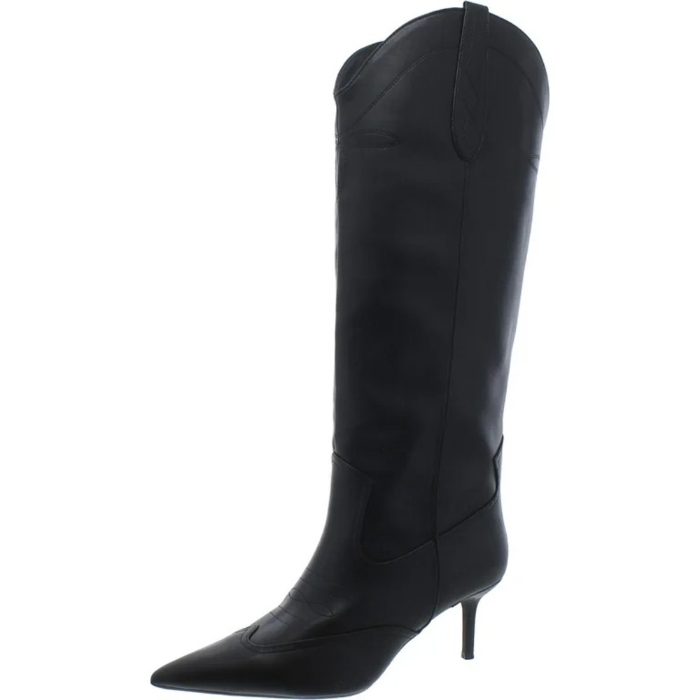 INC International Concepts Black Pointed-Toe Knee-High Stiletto Boots